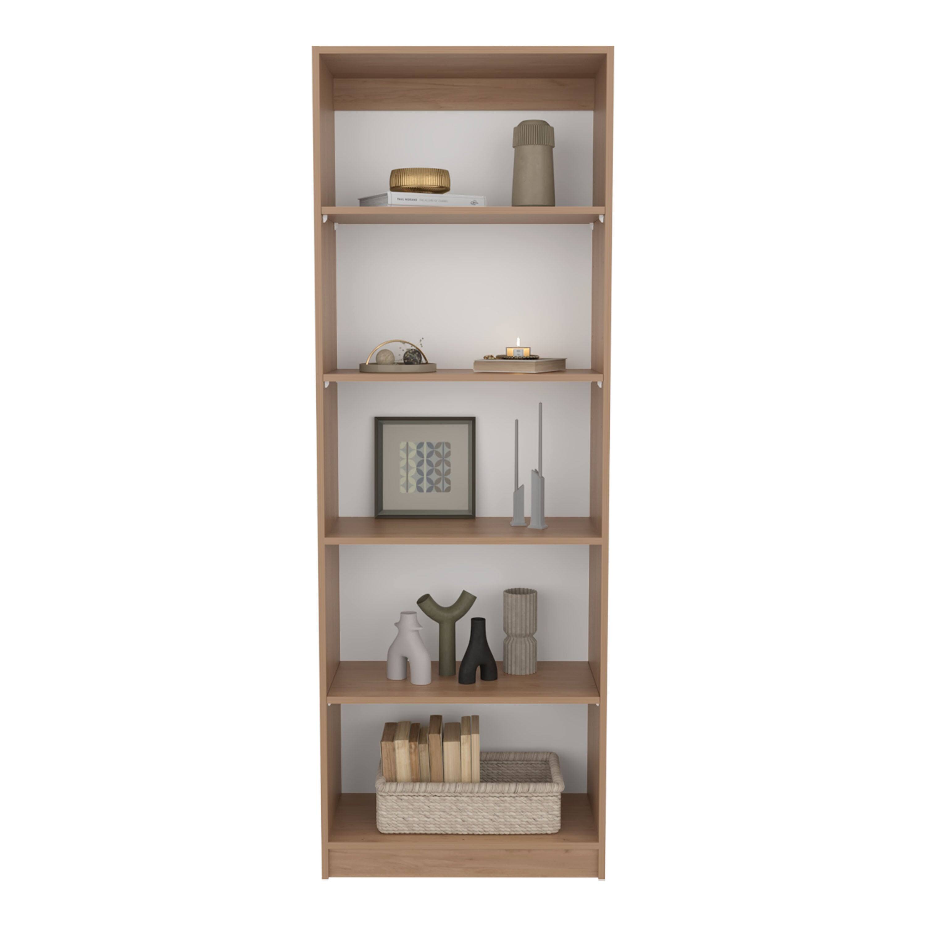 Angle. Depot Eshop - Vinton 4-Tier Bookcase with Modern Storage for Books and Decor - Natural Oak / White.