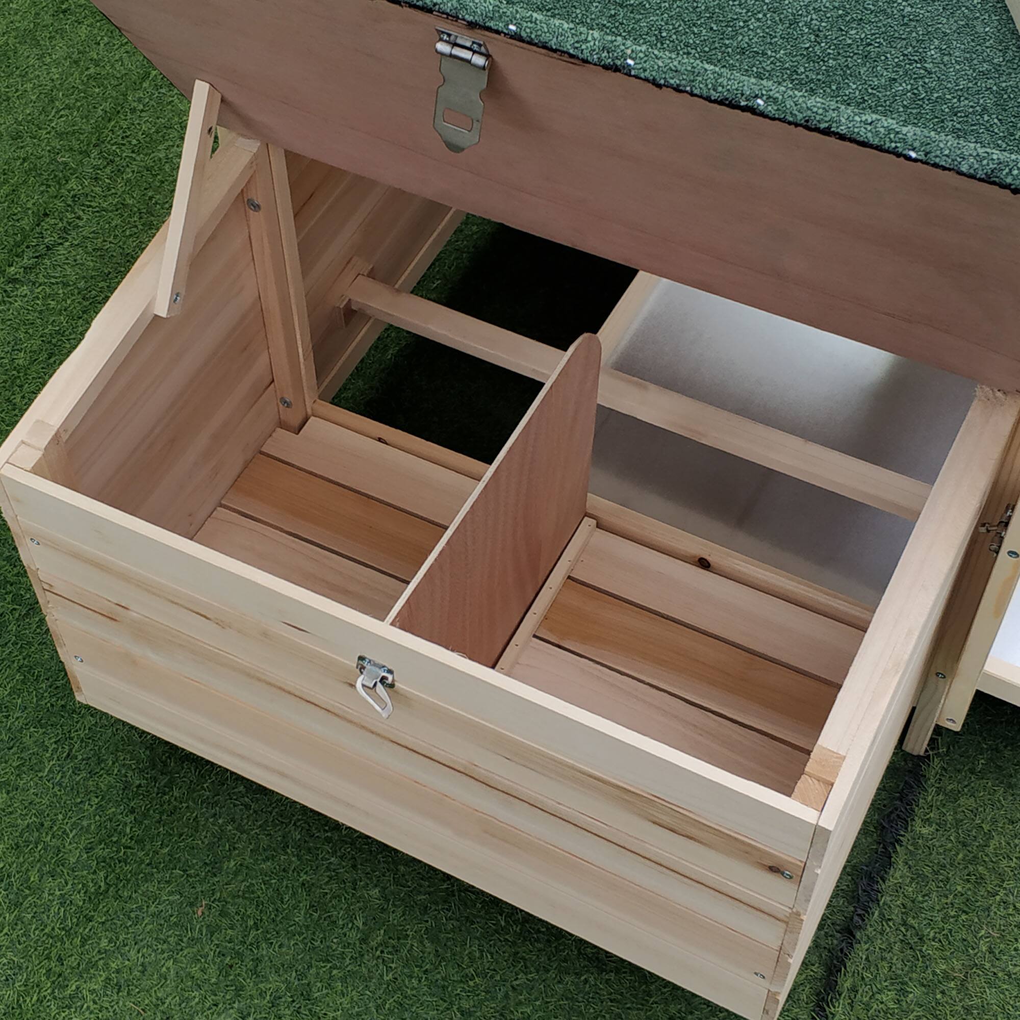 Alt View 4. Pawhut - 77" Wooden Chicken Coop with Nesting Box, Cute Outdoor Hen House with Removable Tray, Ramp Run, for Garden Backyard.