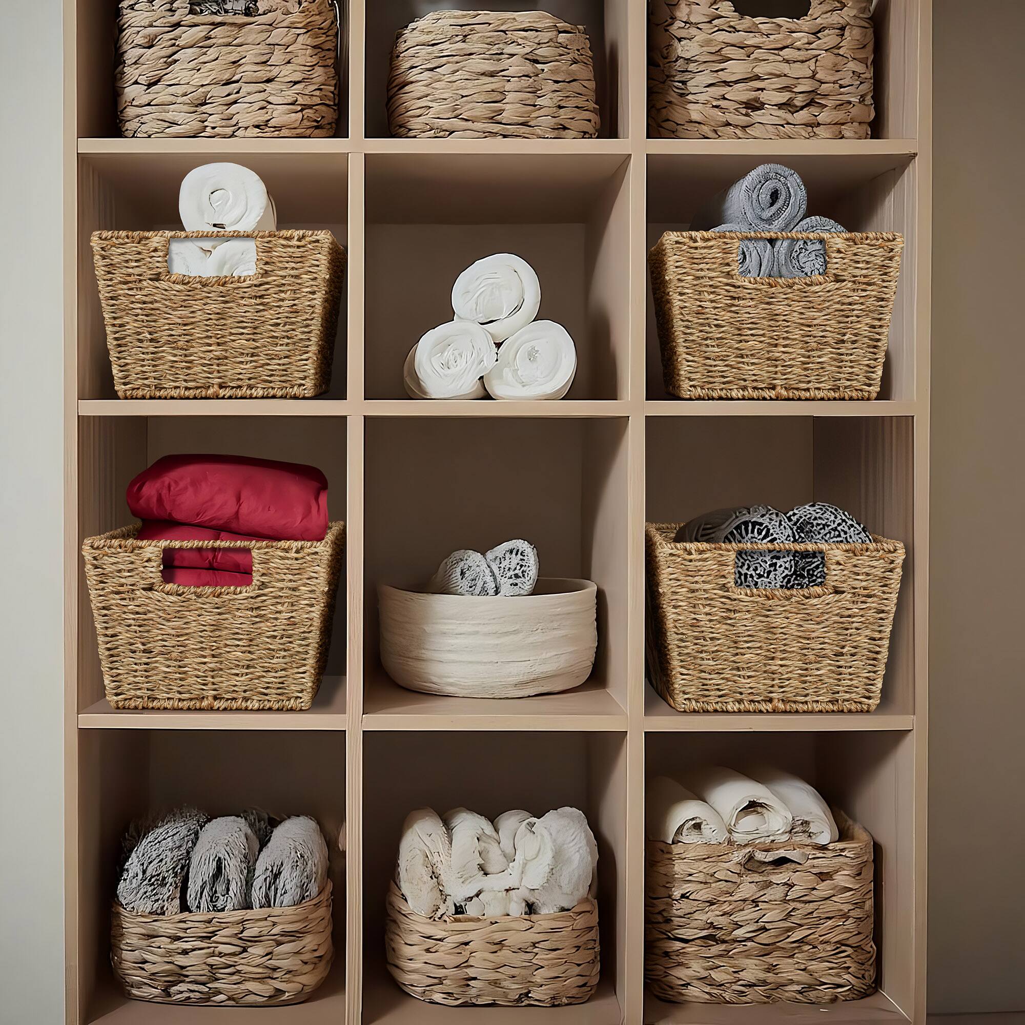 Alt View 2. Casafield - 4pk Hyacinth Seagrass Storage Baskets with Handles for Shelves - Natural - Seagrass.