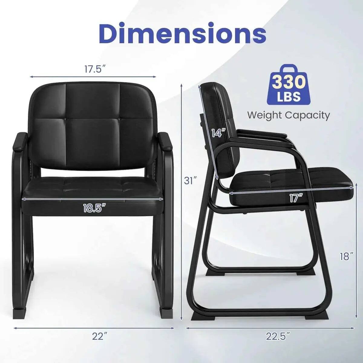 Dimensions
- 17.5" (height of the backrest)
- 14" (height of the armrest)
- 330 LBS Weight Capacity
- 31" (depth of the seat)
- 18.5" (width of the seat)
- 17" (depth of the footrest)
- 18" (height of the footrest)
- 22" (width of the base)
- 22.5" (length of the base)