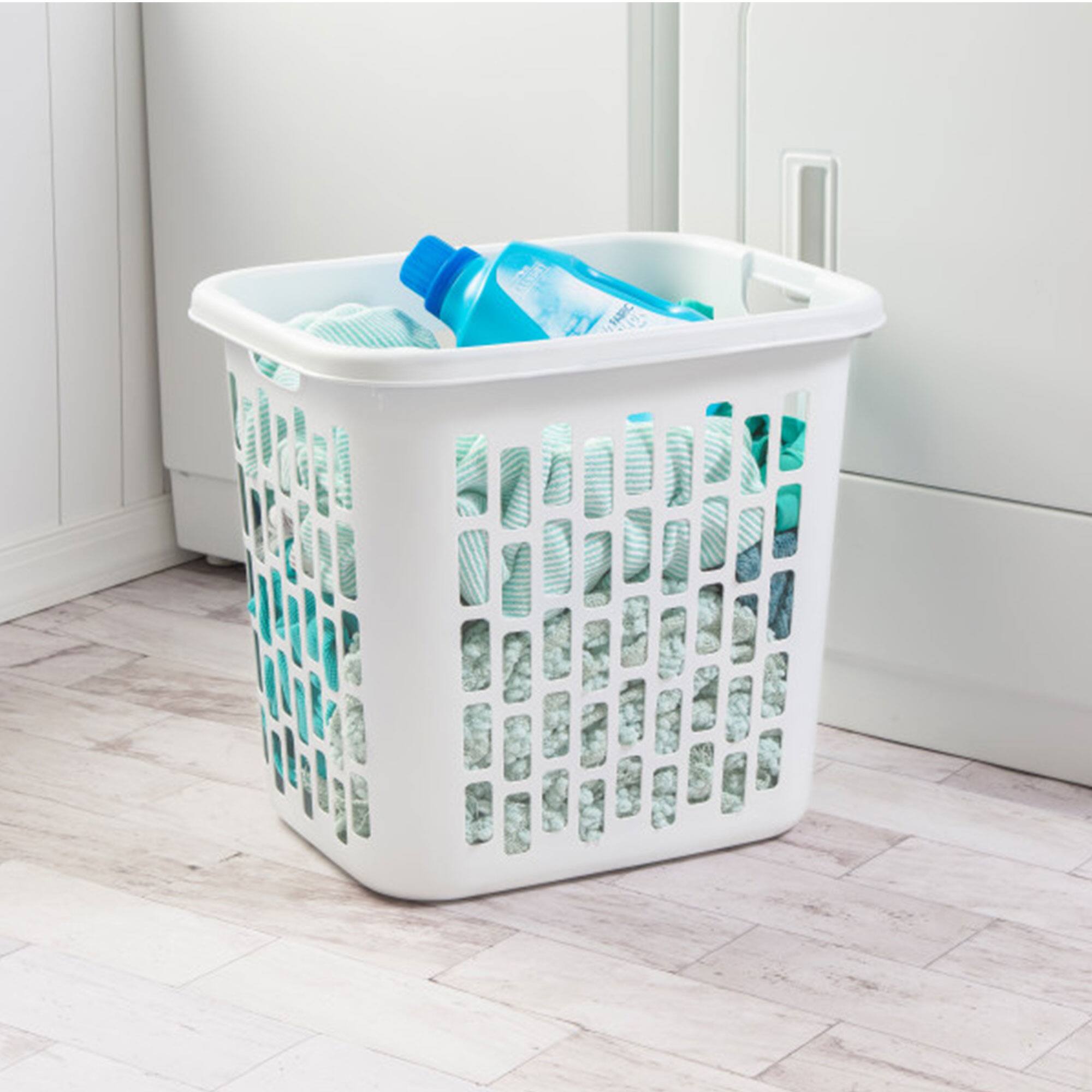 Alt View 3. Sterilite - Sterilite Ultra Easy Carry Plastic Dirty Clothes Laundry Basket Hamper, (8 Pack) - White.