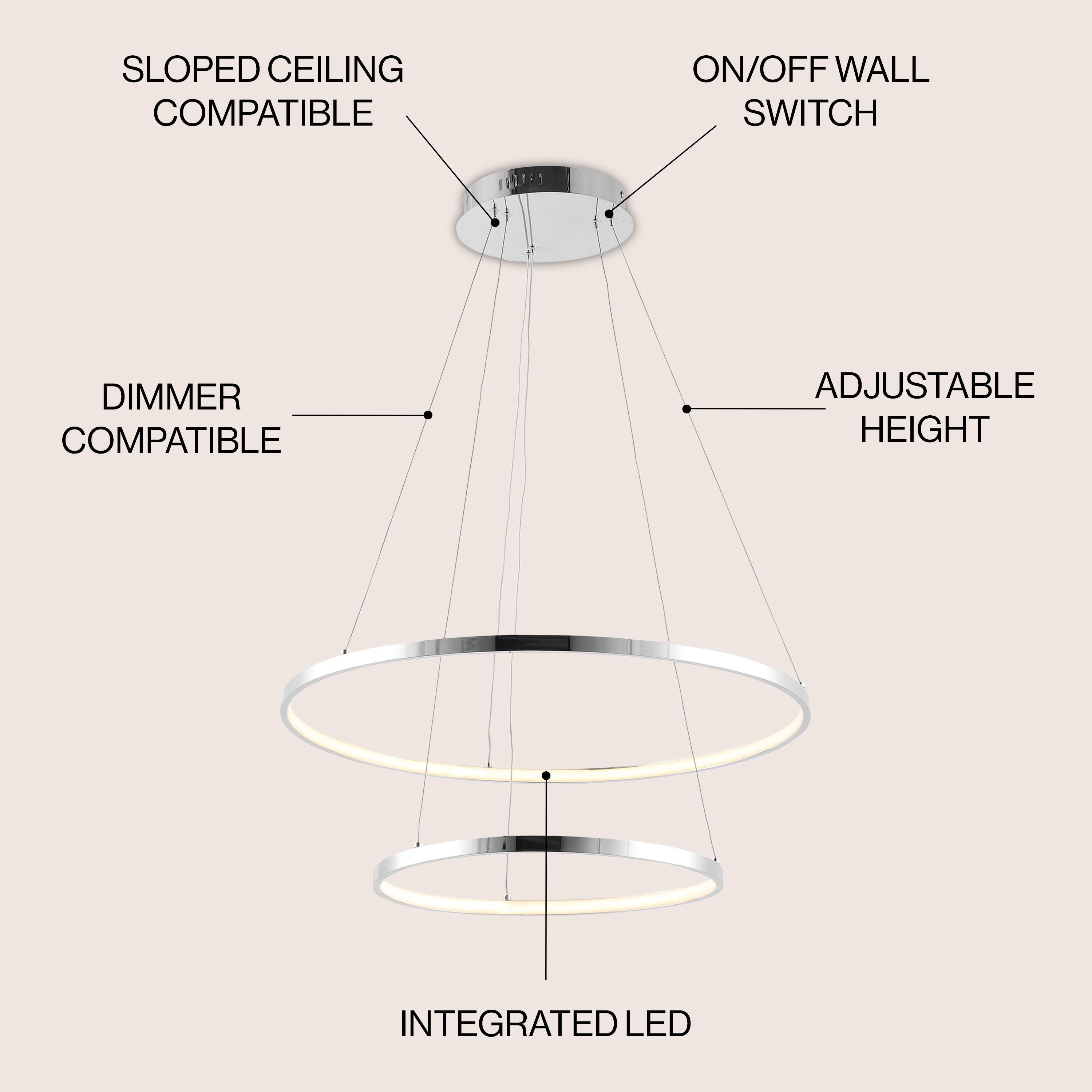 SLOPED CEILING COMPATIBLE  
ON/OFF WALL SWITCH  
DIMMER COMPATIBLE  
ADJUSTABLE HEIGHT  
INTEGRATED LED