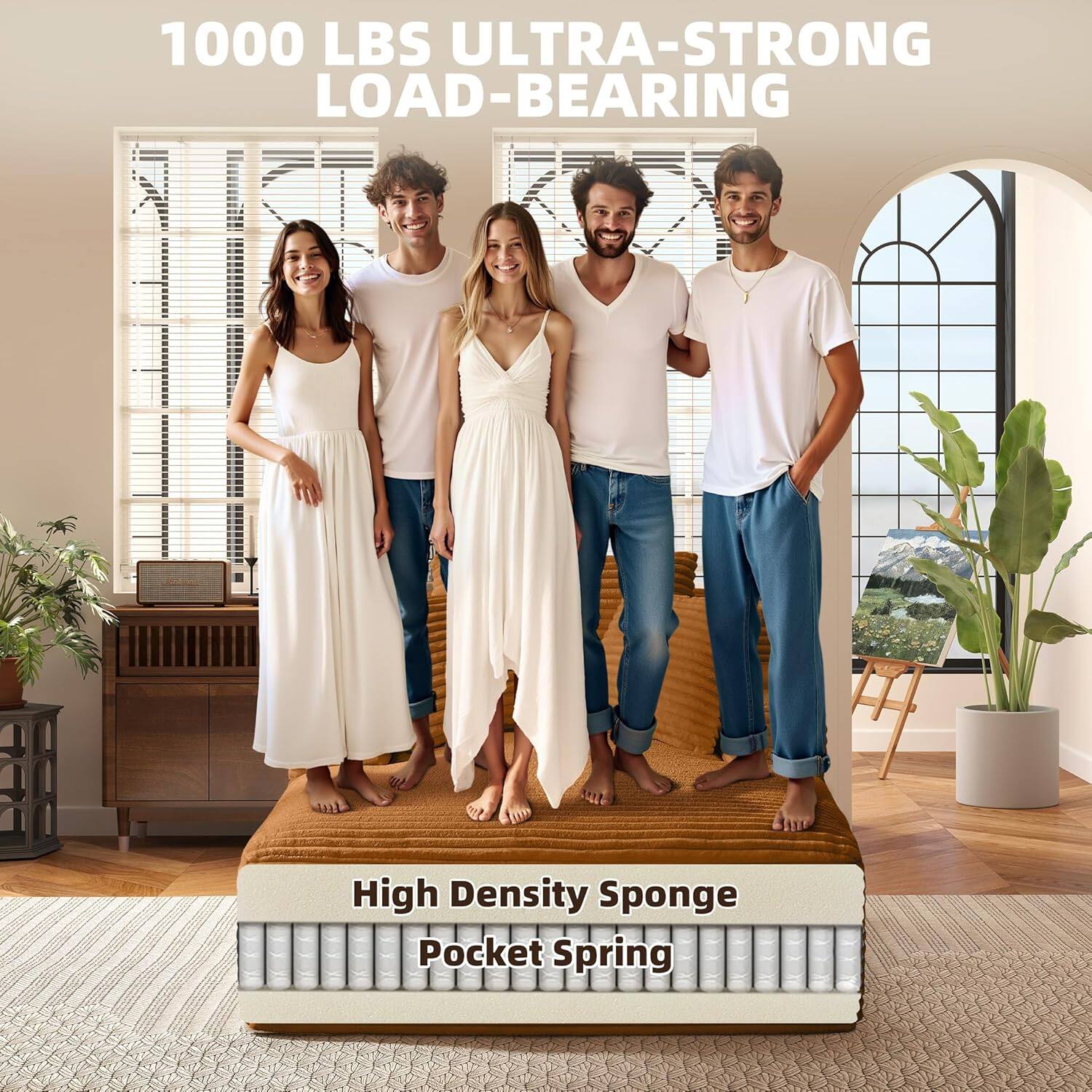 1000 LBS ULTRA-STRONG LOAD-BEARING

High Density Sponge Pocket Spring