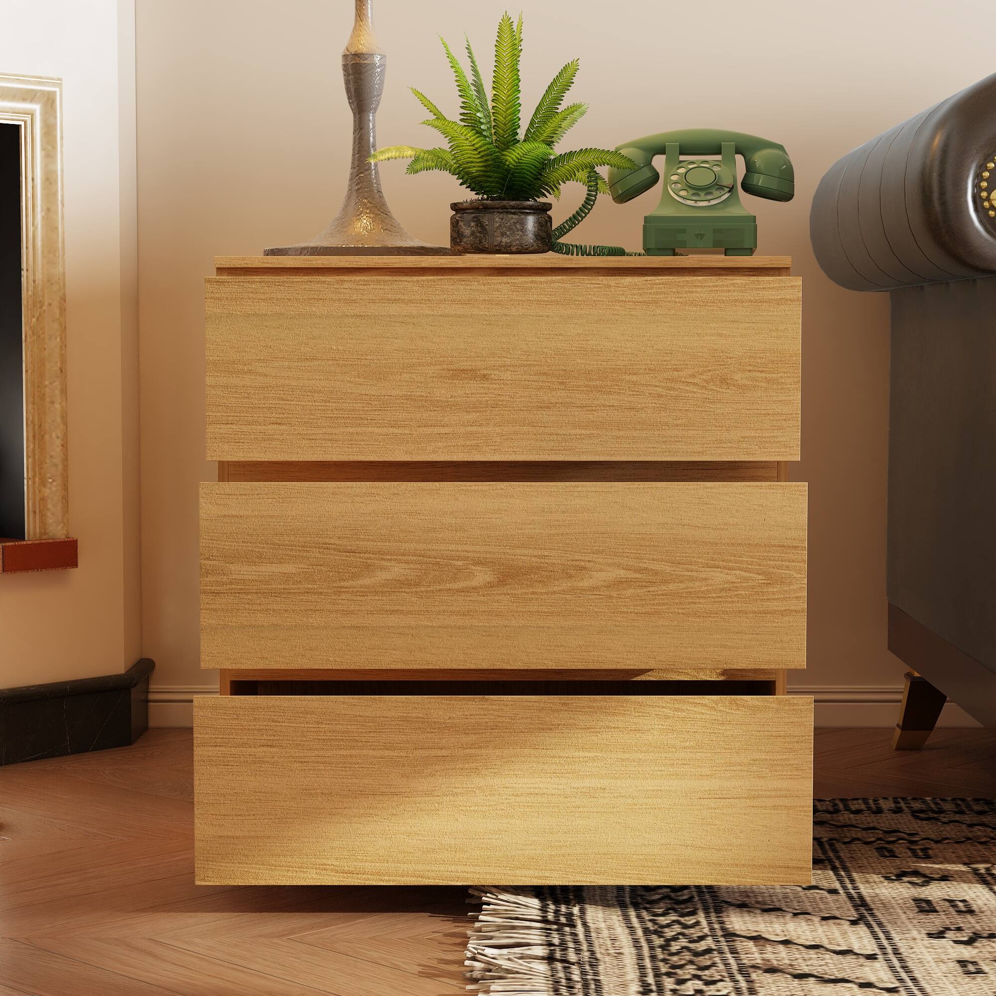 Alt View 10. FUFU & GAGA - FUFU&GAGA 3 - Drawer Dresser Compact Storage Unit – Natural Wood, Multi - Functional for Home Spaces - Wooden.