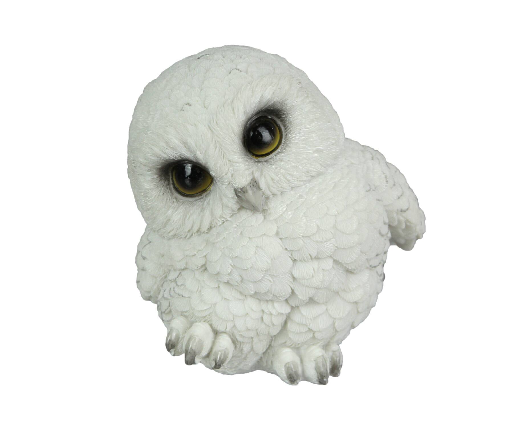 Front. Everspring Import Co. - Adorable Big Eyed White Baby Snowy Owl Mini Statue 4.75 Inches High - White.