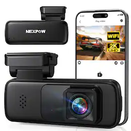 NEXPOW - 2K Dash Cam for Car WiFi App Voice Control G Sensor Loop Recording Night Vision Parking Mode - Black