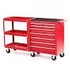 Front. Winado - 7-Drawer Tool Chest with Side Shelves, Lock & Key, 6 Wheels Tool Box Tool Storage Cart Organizer for Workshop and Garage - Red.