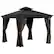 Front. Outsunny - x 10' Hardtop Gazebo, Pavilion Gazebo with Curtains, Nettings, Aluminum Frame, Hooks, for Garden, Patio - Dark Brown.