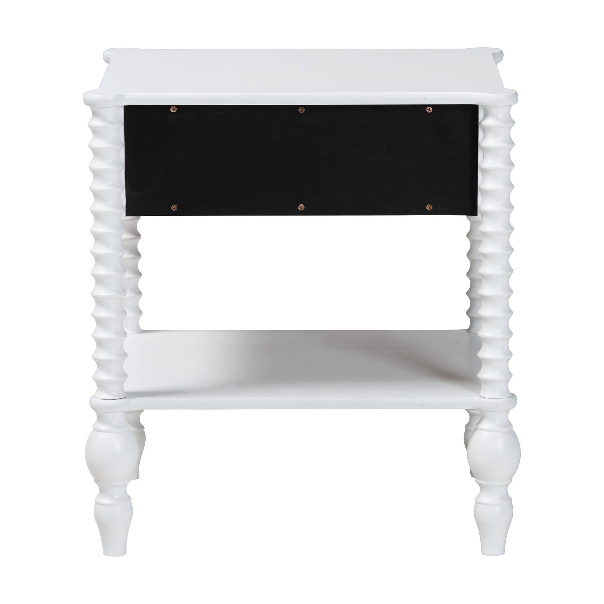 Alt View 1. Baxton Studio - Callison Spindle Nightstand - 1-Drawer Farmhouse Bedside Table with Open Shelf Storage and Turned Accents for Bedroom, - White.