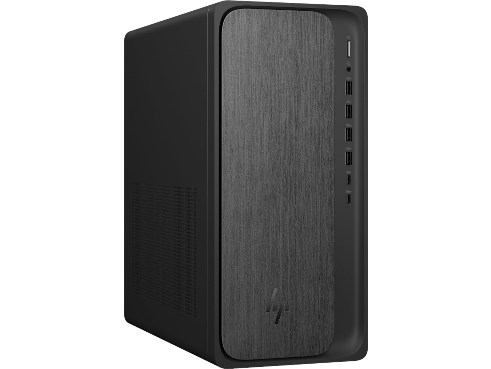 Alt View 2. HP - OmniDesk M02 AI PC Desktop (AMD Ryzen 5 8500G, 16GB DDR5, 512GB PCIe SSD, AMD Radeon 740M, WiFi 6) - Black.