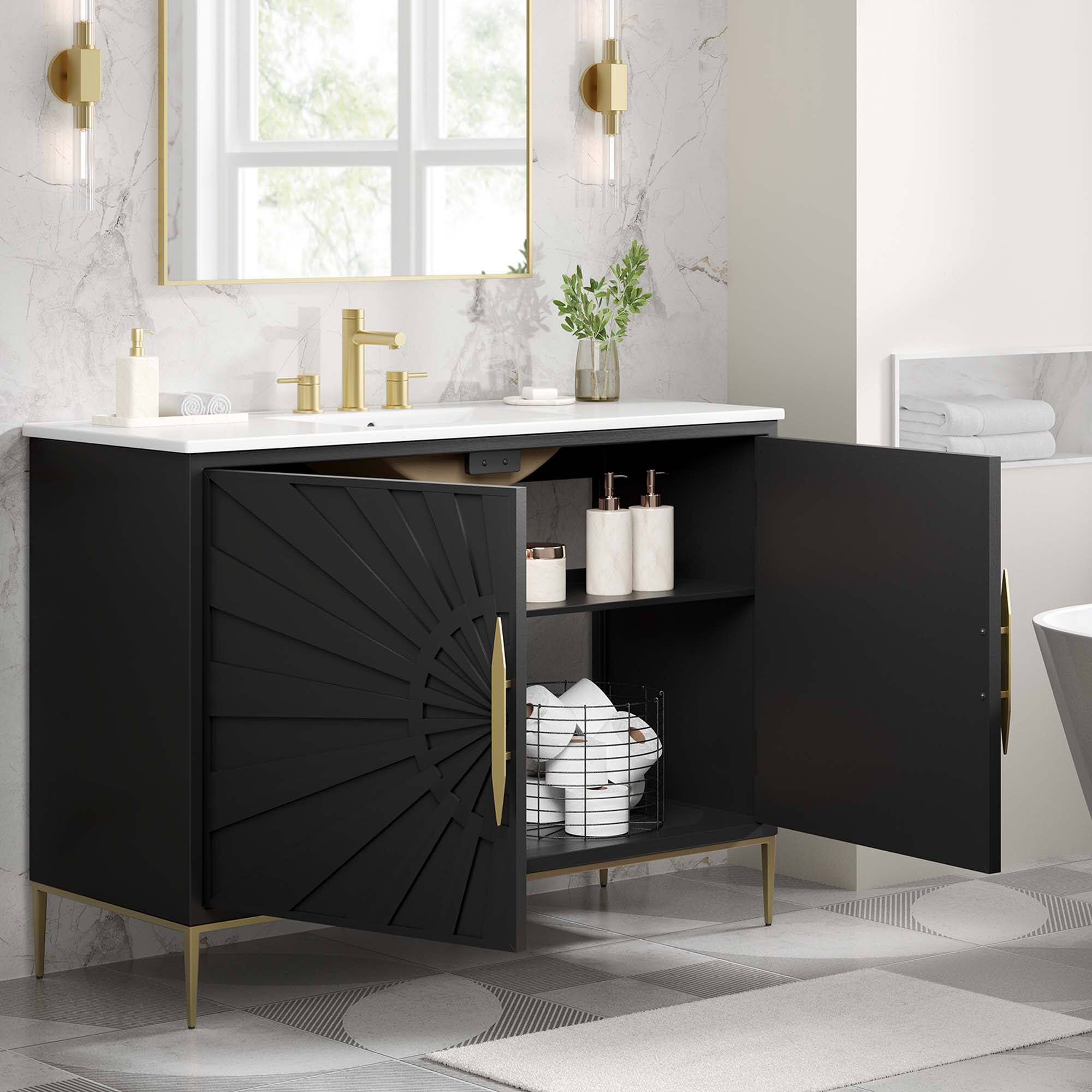 Alt View 1. Modway - Awaken Bathroom Vanity Basin Included by Modway - White Black.