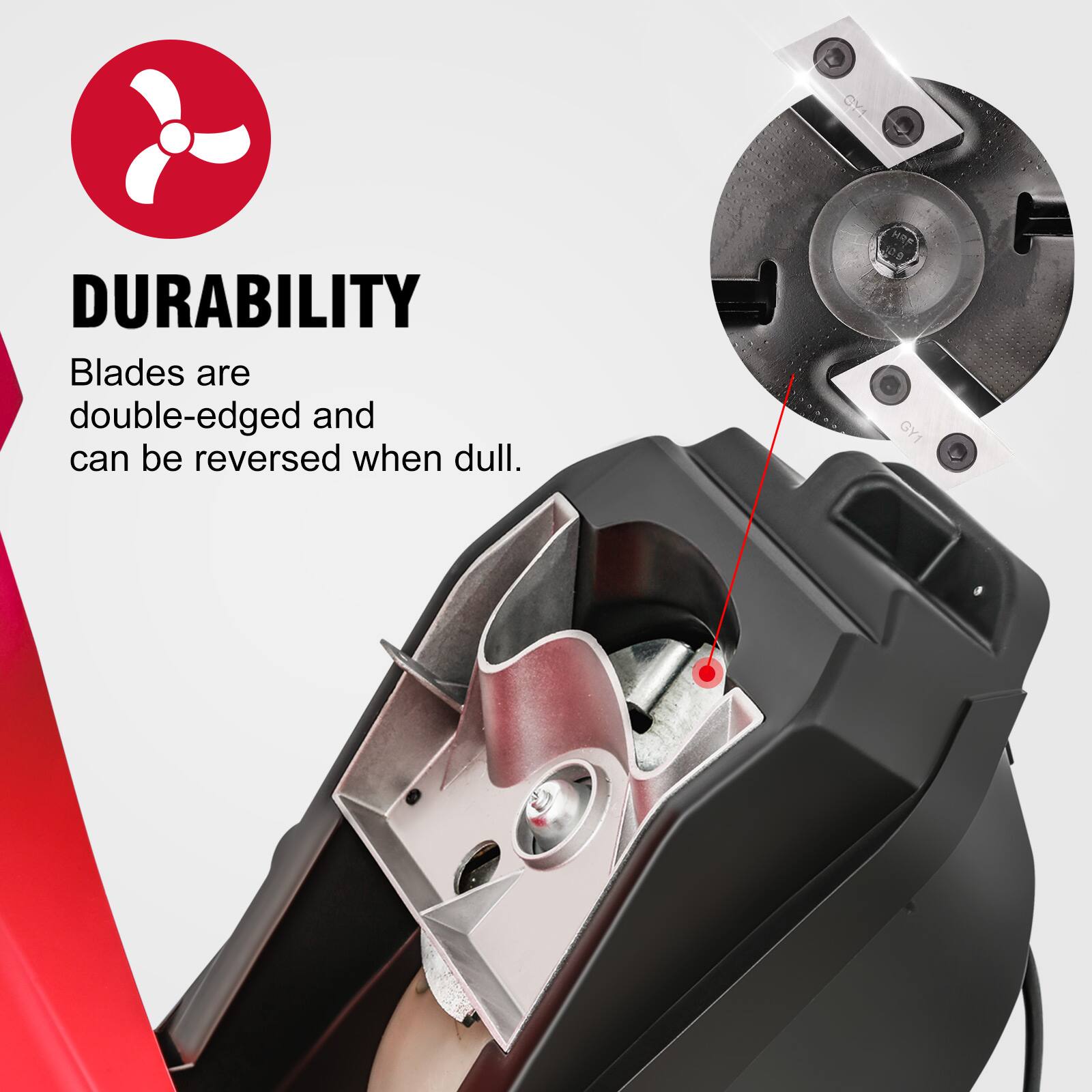 DURABILITY  
Blades are double-edged and can be reversed when dull.