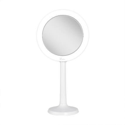 Front. Zadro - Hudson, LED Lighted Makeup Mirror with 8X/1X Magnifications & Suction Cup Mounting - White.