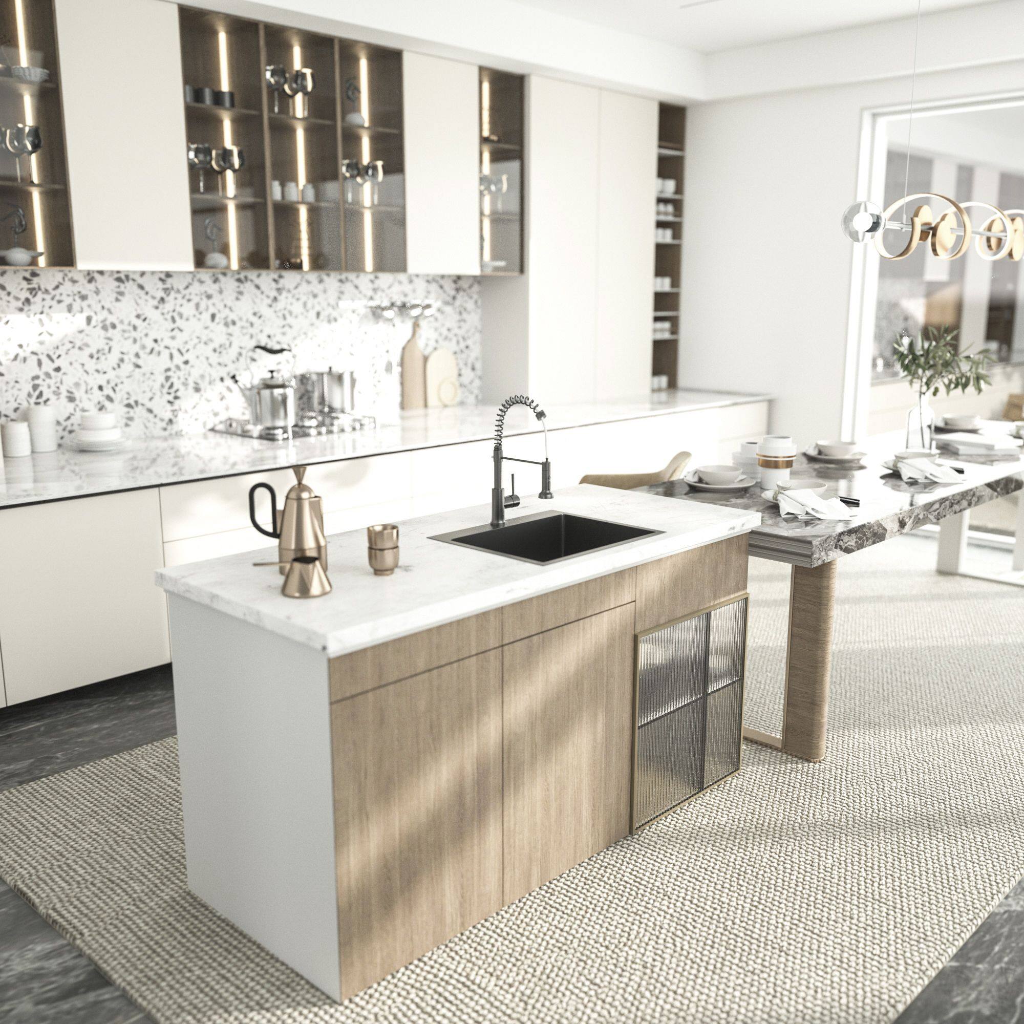 Back. Lordear - 25"x22"x10" Topmount Gunmetal Black Sinks 16 Gauge Single Bowl Stainless Steel Kitchen Sink - Stainless steel.