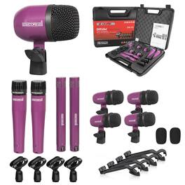 5 CORE - Drum Microphone Kit 9Pc All Metal Drummer Mics Tom/Snare & Cymbals Wired Instrument Drums Set