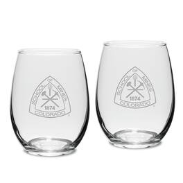 Jardine - Colorado School of Mines Orediggers 15oz. 2-Piece Stemless Wine Glass Set - Multicolor