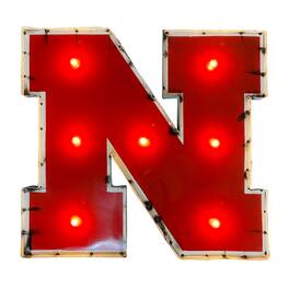 Imperial - Nebraska Huskers Logo Lighted Recycled Metal Sign - Multicolor