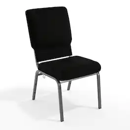 Emma + Oliver - Church Chairs 18.5 in. Wide - Black Fabric/Silver Vein Frame