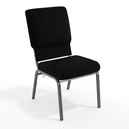Front. Emma + Oliver - Church Chairs 18.5 in. Wide - Black Fabric/Silver Vein Frame.