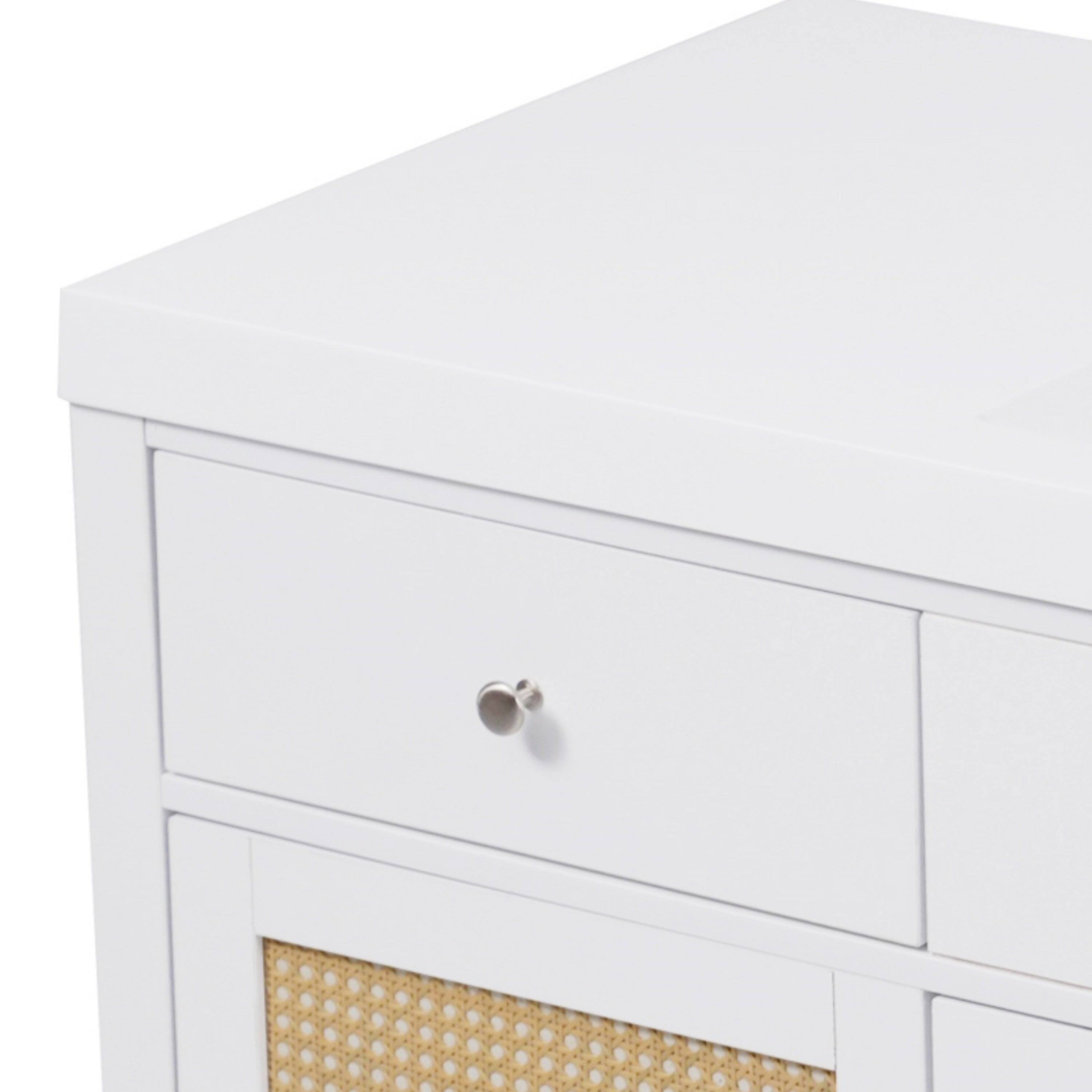 Alt View 8. Boyel Living - 60 Inch Bathroom Vanity with SMC Sink Large Storage Cabinet Soft Close Drawers Rattan Doors Silver Knobs White - White.