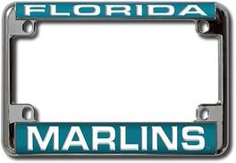 Rico Industries - Original Florida Marlins Chrome Motorcycle License Plate Frame - also Recreational Vehicles, RVs, Bikes & Scooters - Multi
