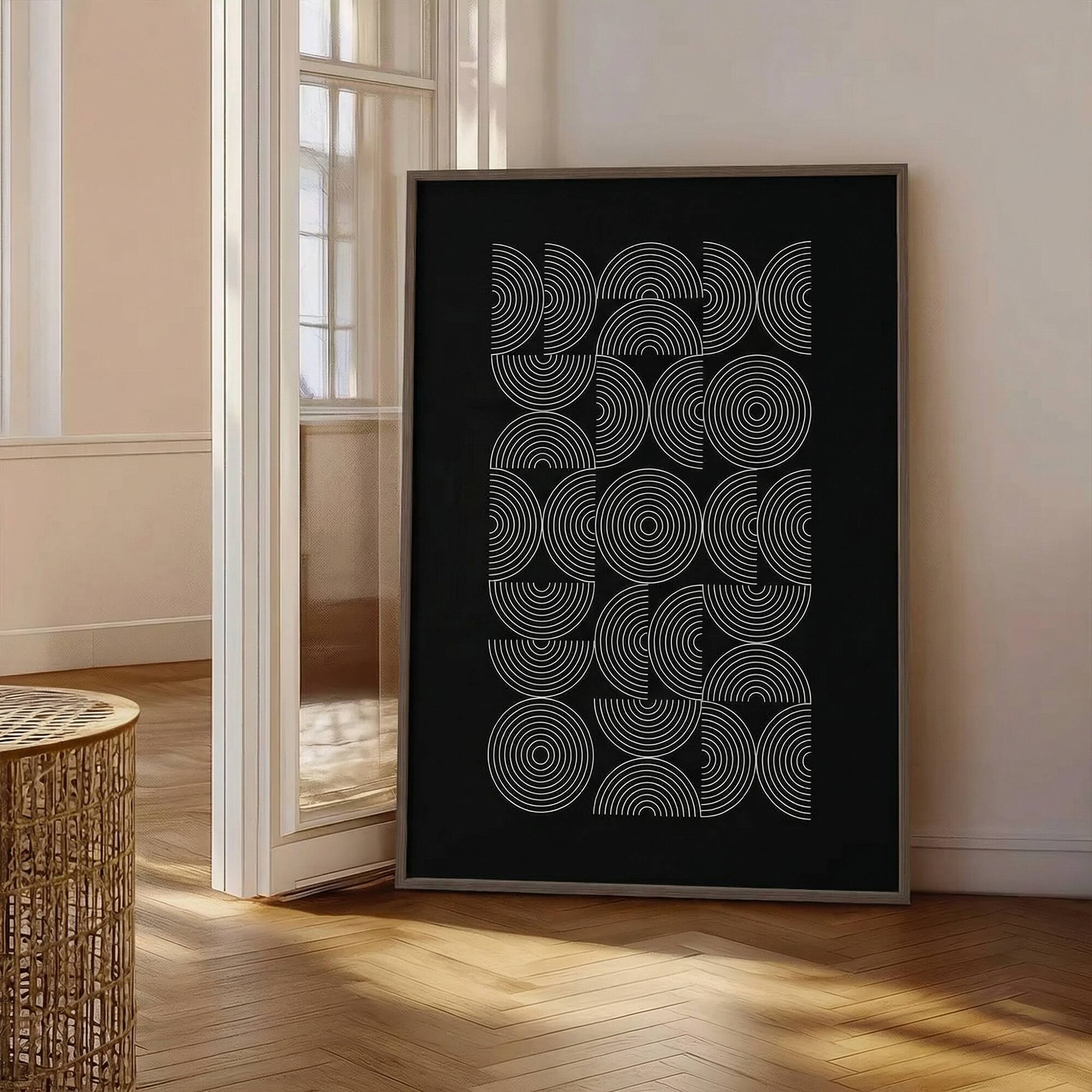 Left. HOMLUX - 1 Piece Framed Black and White Abstract Canvas Wall Art Art Wall Decor Decorative Canvas Print 36 in. x 24 in. - Multi-Colored.