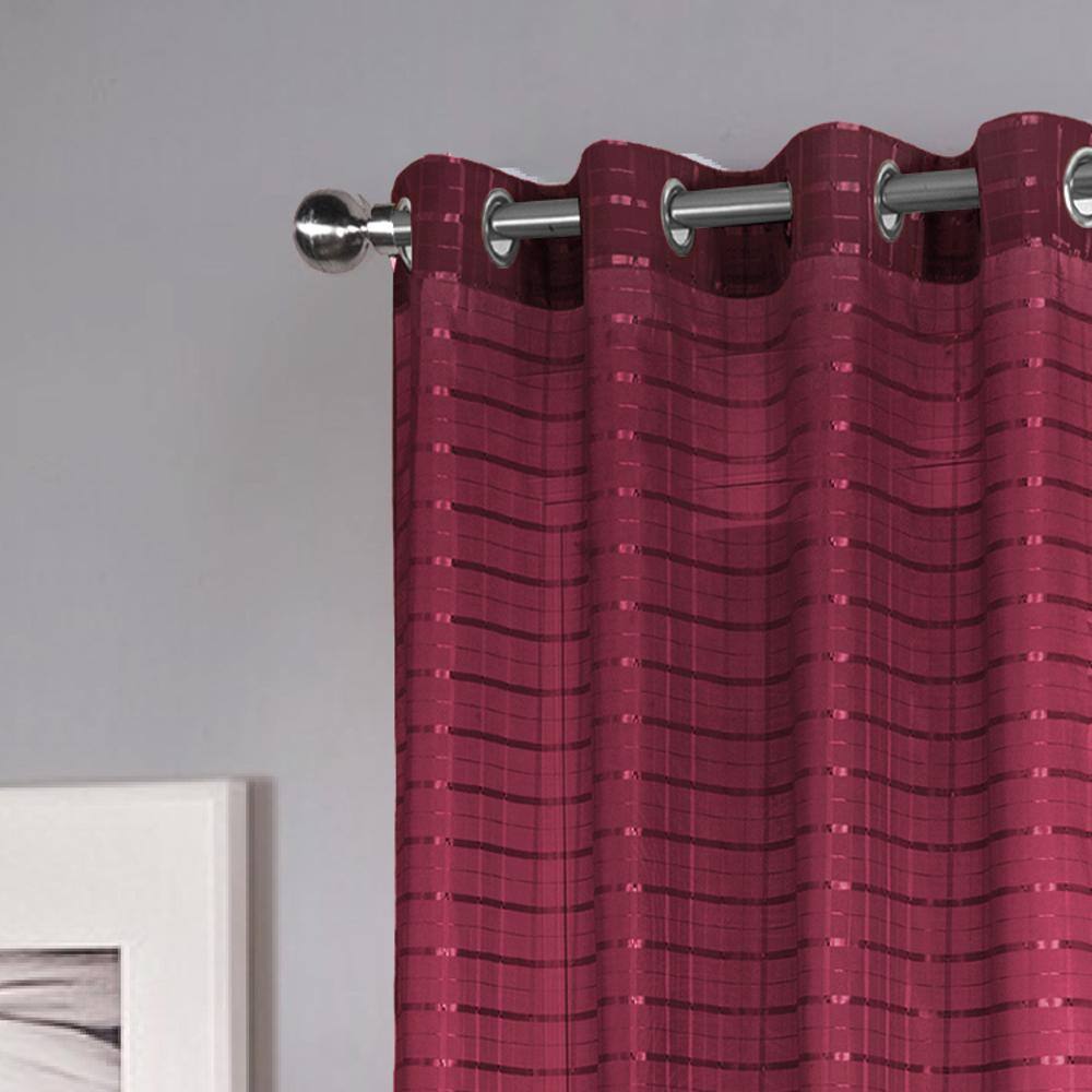 Left. RT Designers Collection - RT Designers Collection Wanda Box Voile Light Filtering One Grommet Curtain Panel 54" x 90" Burgundy - Burgundy.