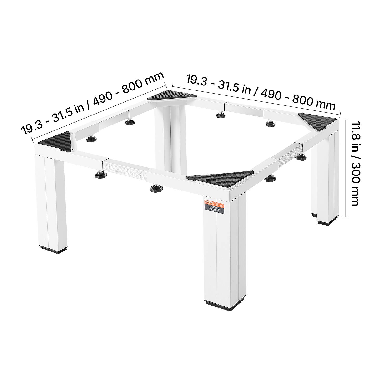 19.3 - 31.5 in / 490 - 800 mm  
11.8 in / 300 mm