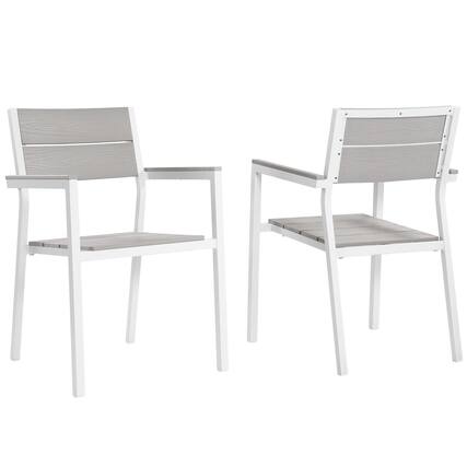 Front. Modway - Maine Outdoor Patio Dining Armchair Set of 2 by Modway - White Light Gray.