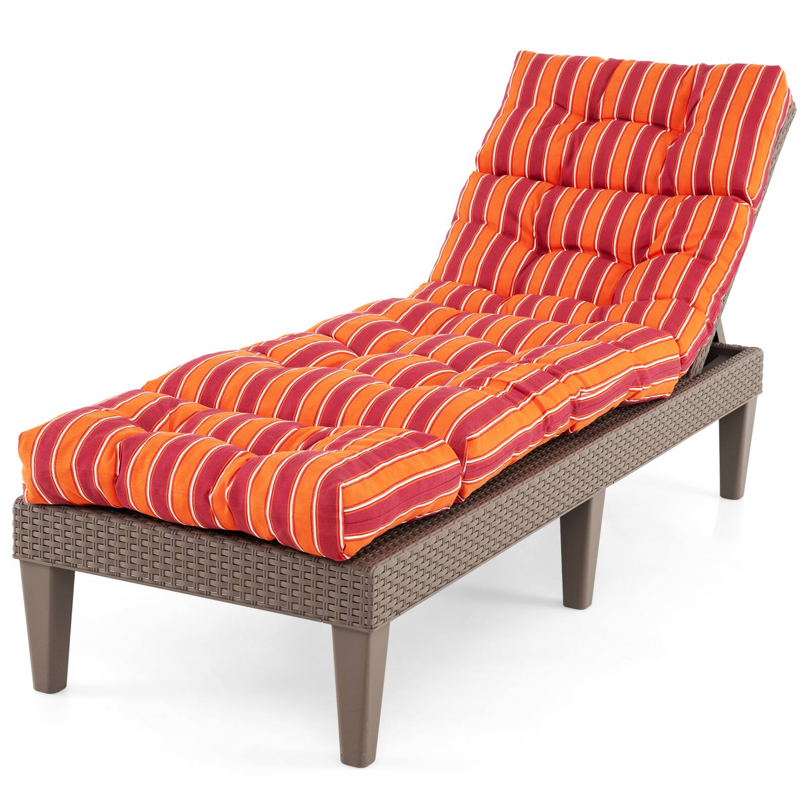 Alt View 4. Gymax - Gymax Set of 4 73'' Lounge Chaise Cushion Padded Recliner Cushion Orange - Orange.