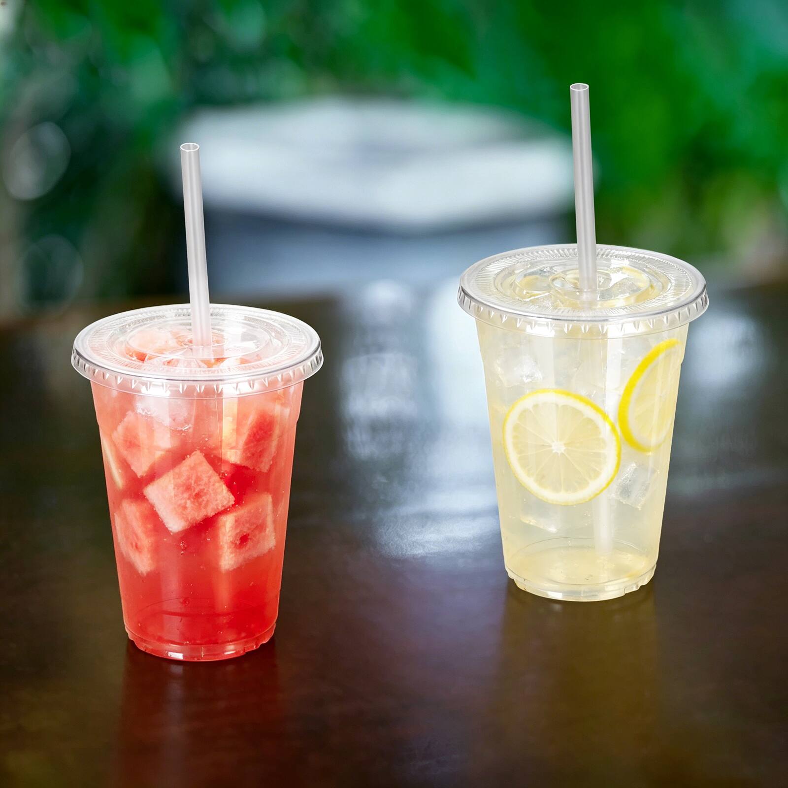 Alt View 4. Oumilen - 100 Pack 16oz Clear PET Cups with Lids & Straws – Thick Cold Drink Cups for Iced Coffee Smoothie - Clear.