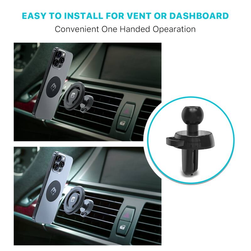 EASY TO INSTALL FOR VENT OR DASHBOARD Convenient One Handed Operation
