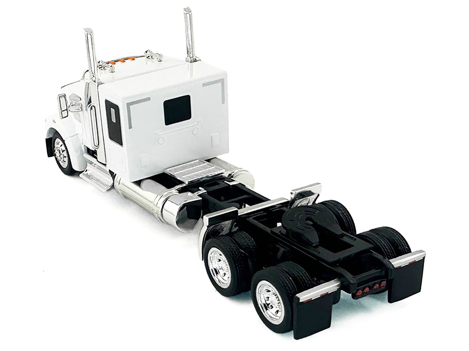 Left. HO Logistics Replicas - Kenworth W990 with Flat Top Sleeper Cab White 1/87 (HO) Plastic Model Car by HO Logistics - White.