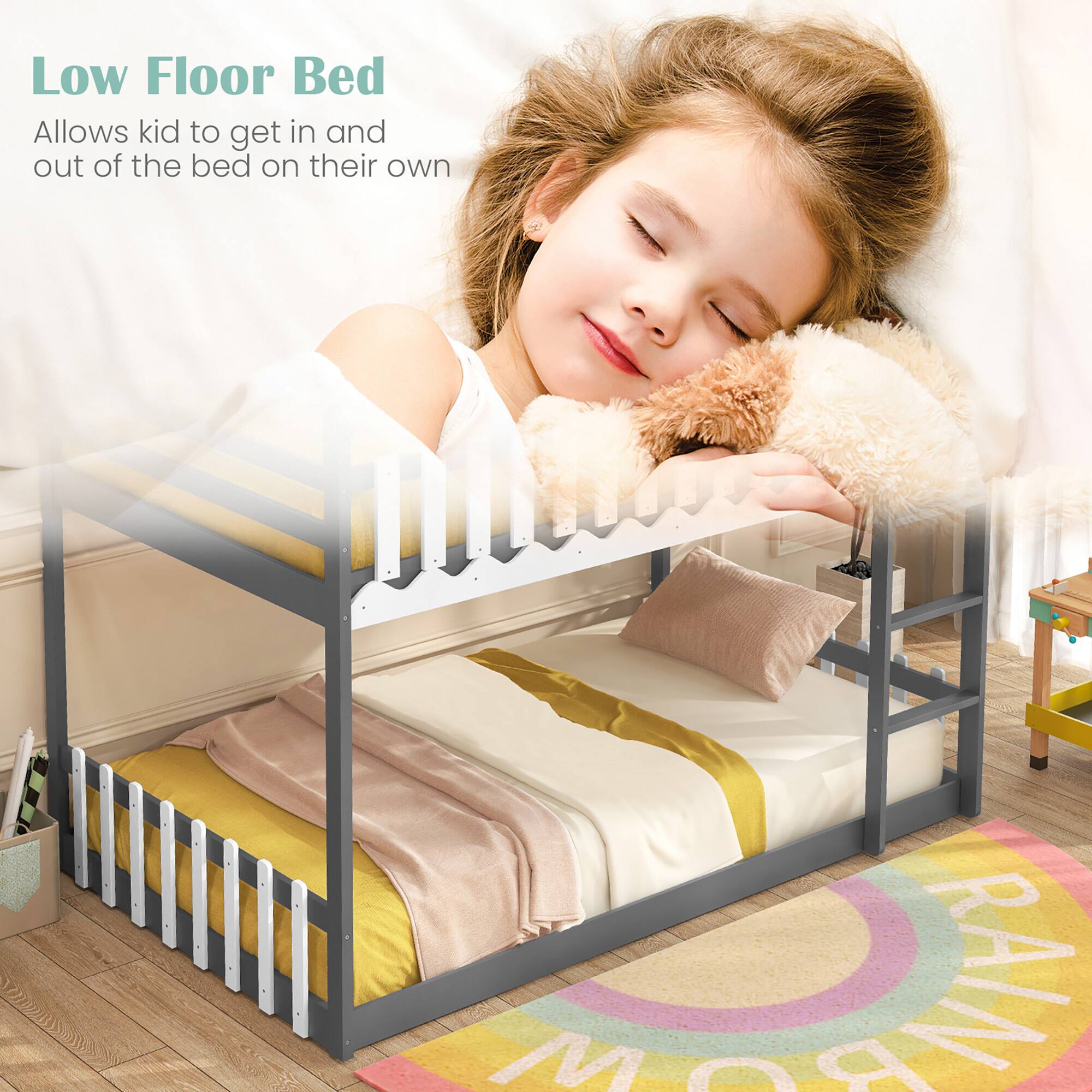 Low Floor Bed
Allows kid to get in and out of the bed on their own