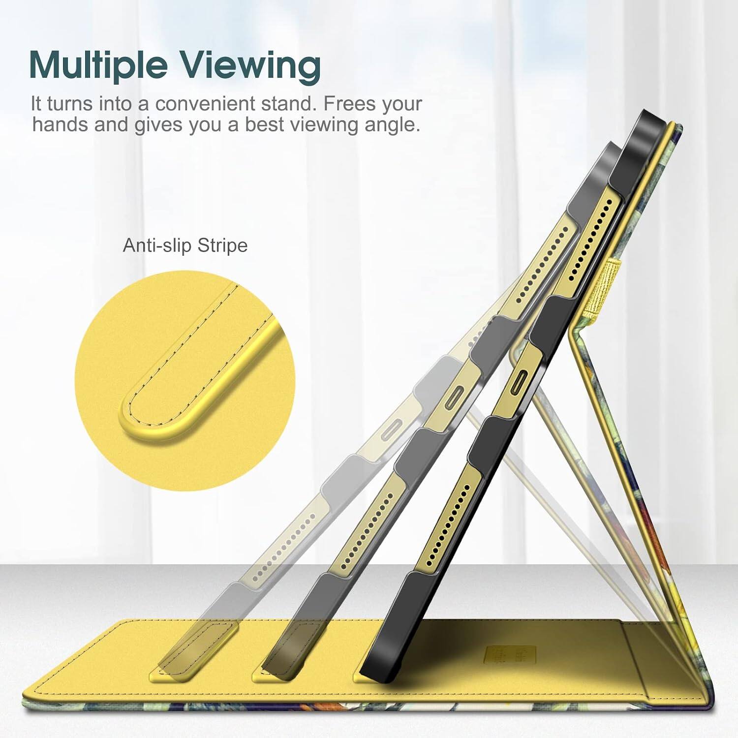 Multiple Viewing  
It turns into a convenient stand. Frees your hands and gives you a best viewing angle.  

Anti-slip Stripe