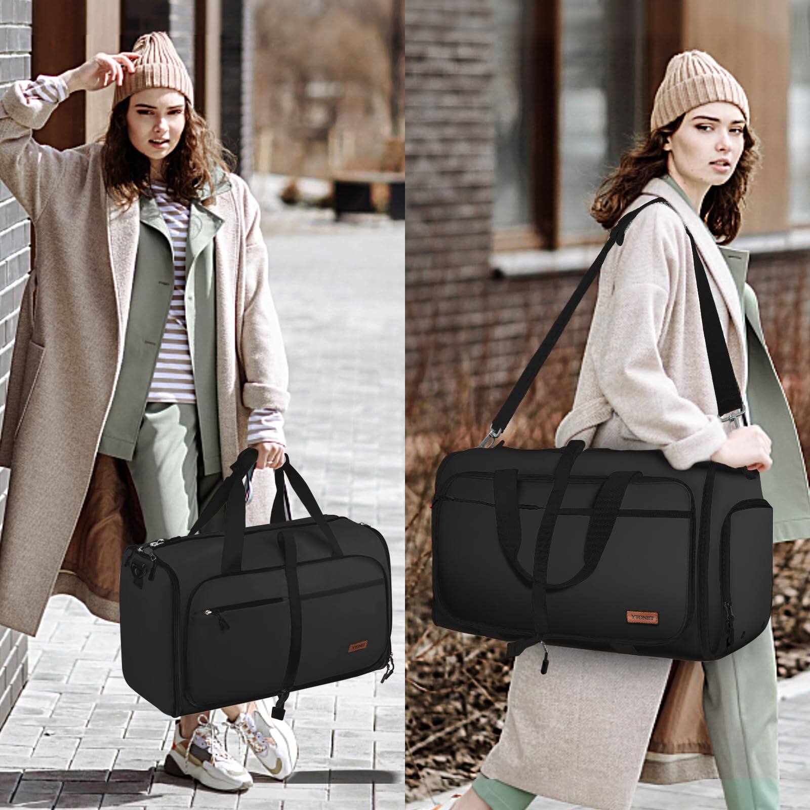 Alt View 3. Fabibe - Garment Bags For Travel Foldable Duffle Women Men Convertible Bag With Shoe Compartment 2 In 1 Hanging Suitcase Suit ... - Blue.