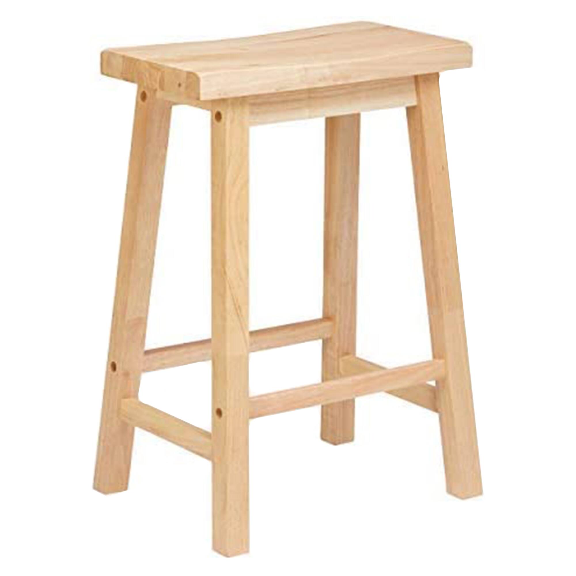 PJ Wood - Classic Saddle-Seat 24 Inch Kitchen, Table, & Bar Counter Stool - Natural