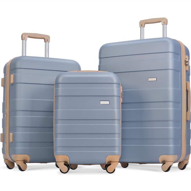 HTUTWOO - Luggage Sets ABS Hardshell 3pcs - Hardside Lightweight Suitcase Sets, Spinner Wheels Suitcase with TSA Lock, 20"/24"/28 - Light Blue