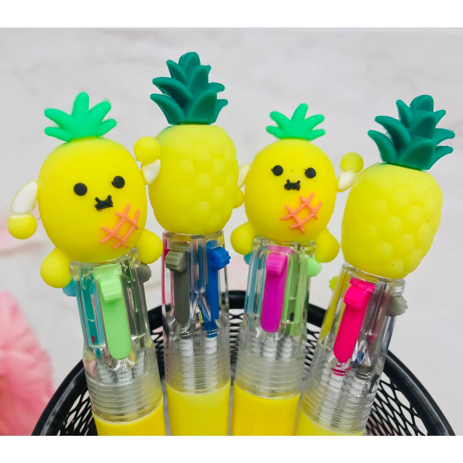 Paradigms Interiors - Pineapple Multicolor Pen In One 4 in 1 Cute Fruit Mini Pens Bulk Fun Assorted Ink Ballpoint For Birthday Gift Student...