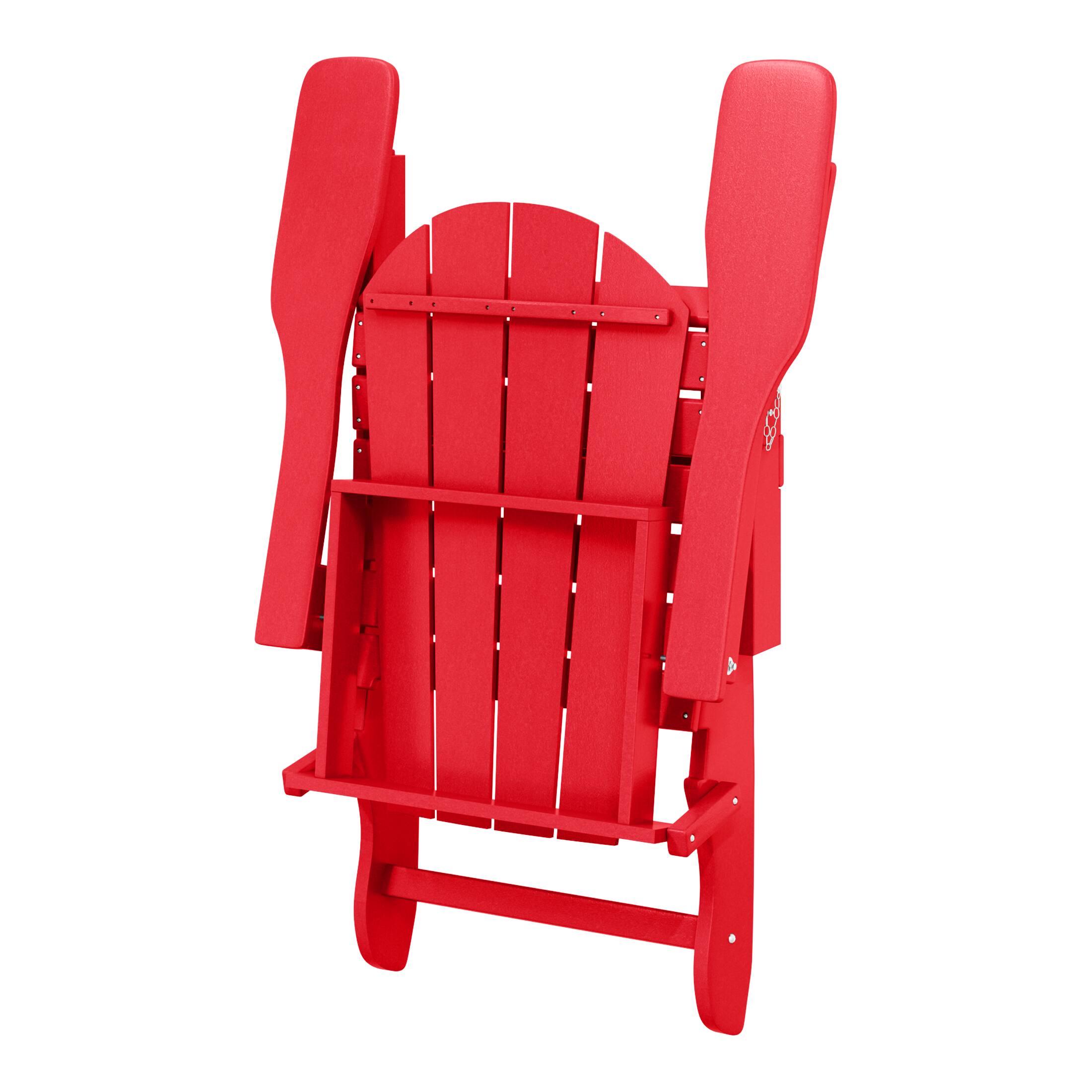 Alt View 4. WestinTrends - WestinTrends Malibu Outdoor HDPE Folding Poly Adirondack Chairs (Set of 4) - Red.
