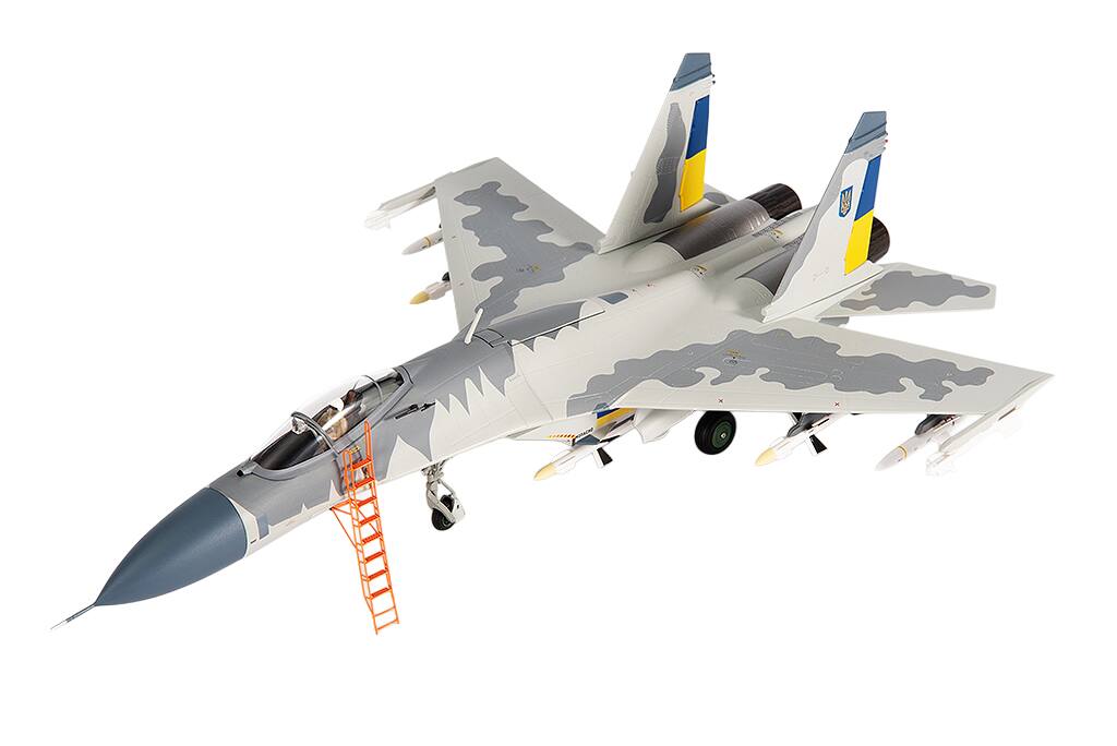Alt View 1. JC Wings - Sukhoi Su-27 Flanker Aircraft "Ukraine War" (2023) Ukrainian Air Forces 1/72 Diecast Model by JC Wings.
