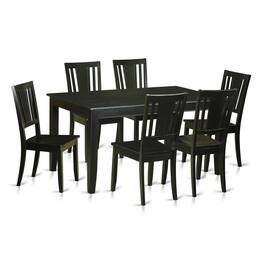 East West Furniture - 7 Pc Dining room set for 6 -Dining Table and 6 Chairs for Dining Chairs - Black