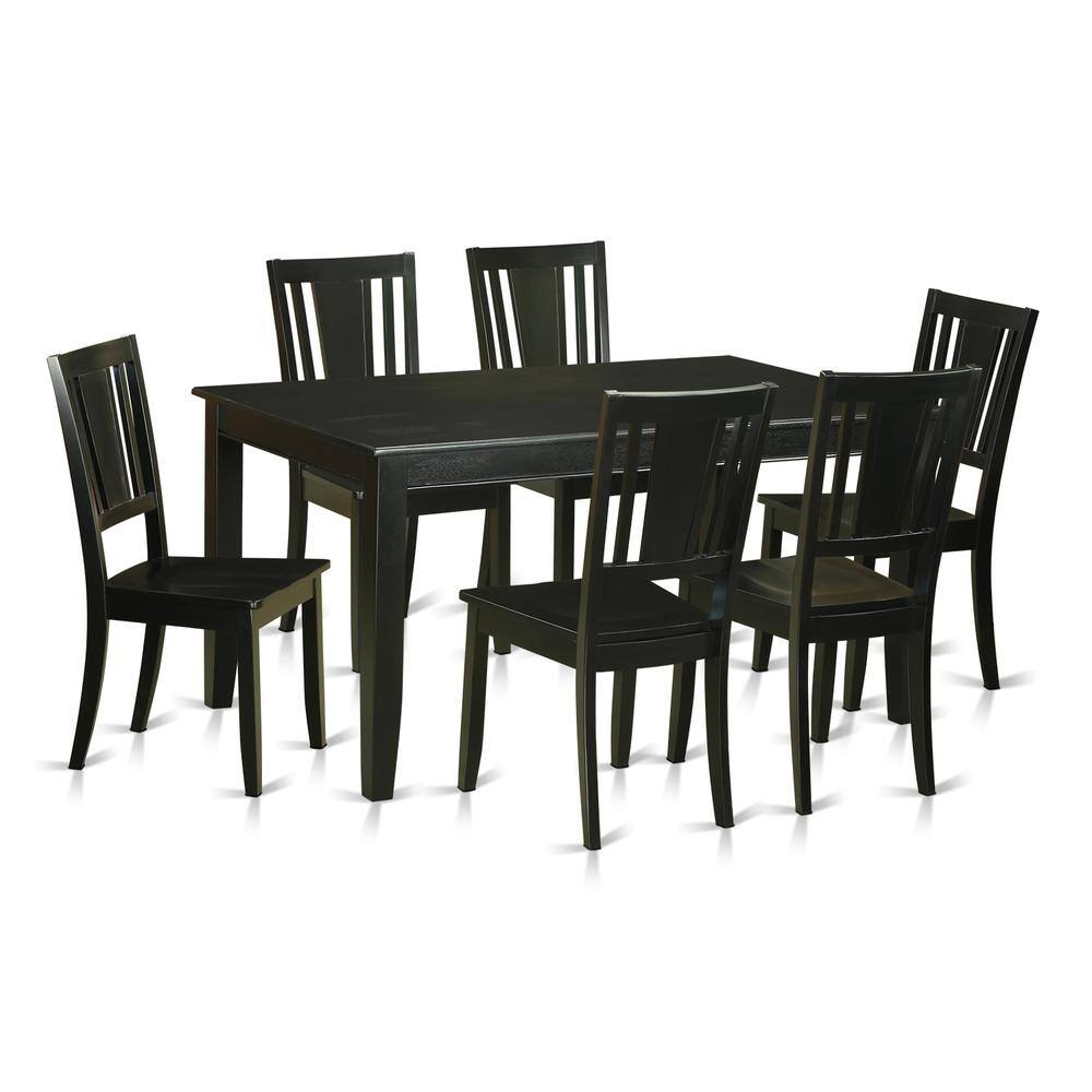 Front. East West Furniture - 7 Pc Dining room set for 6 -Dining Table and 6 Chairs for Dining Chairs - Black.