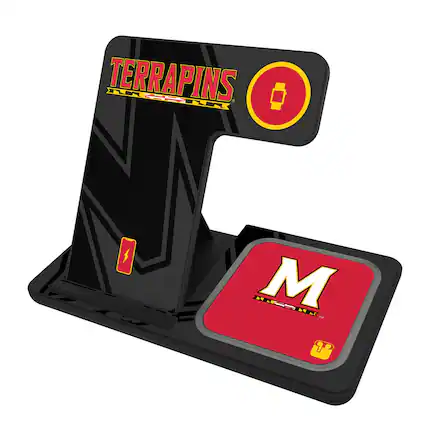 Front. Keyscaper - Maryland Terrapins Three-in-One Charging Station - Black.