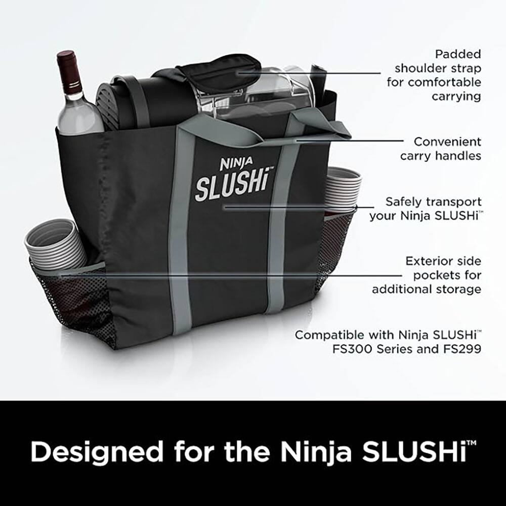 - Padded shoulder strap for comfortable carrying
- Convenient carry handles
- Safely transport your Ninja SLUSHI™
- Exterior side pockets for additional storage
- Compatible with Ninja SLUSHI™ FS300 Series and FS299™
- Designed for the Ninja SLUSHI™