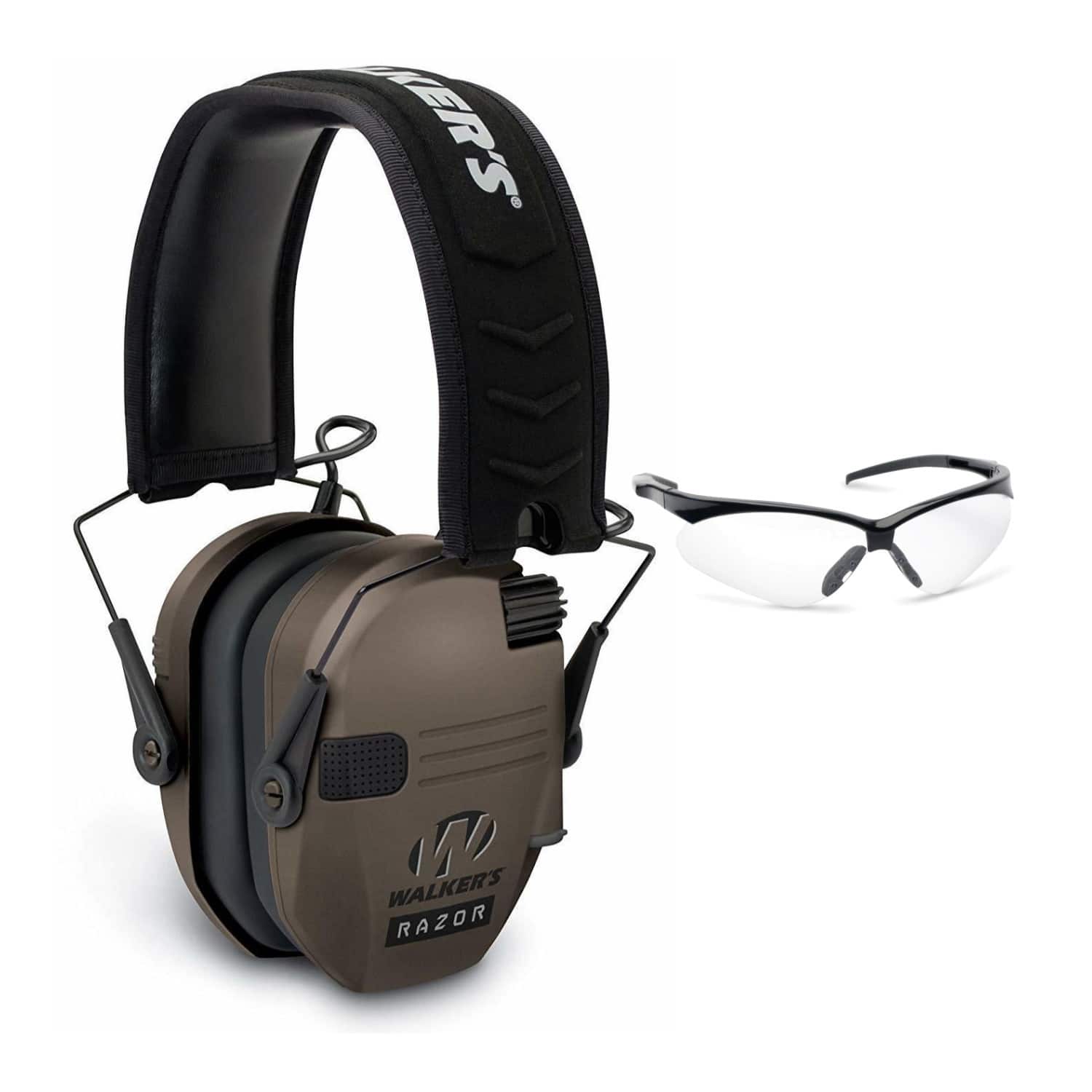 Walkers - Walker’s Razor Slim Electronic Muff (FDE Tan) and Shooting Glasses (Clear) - Green