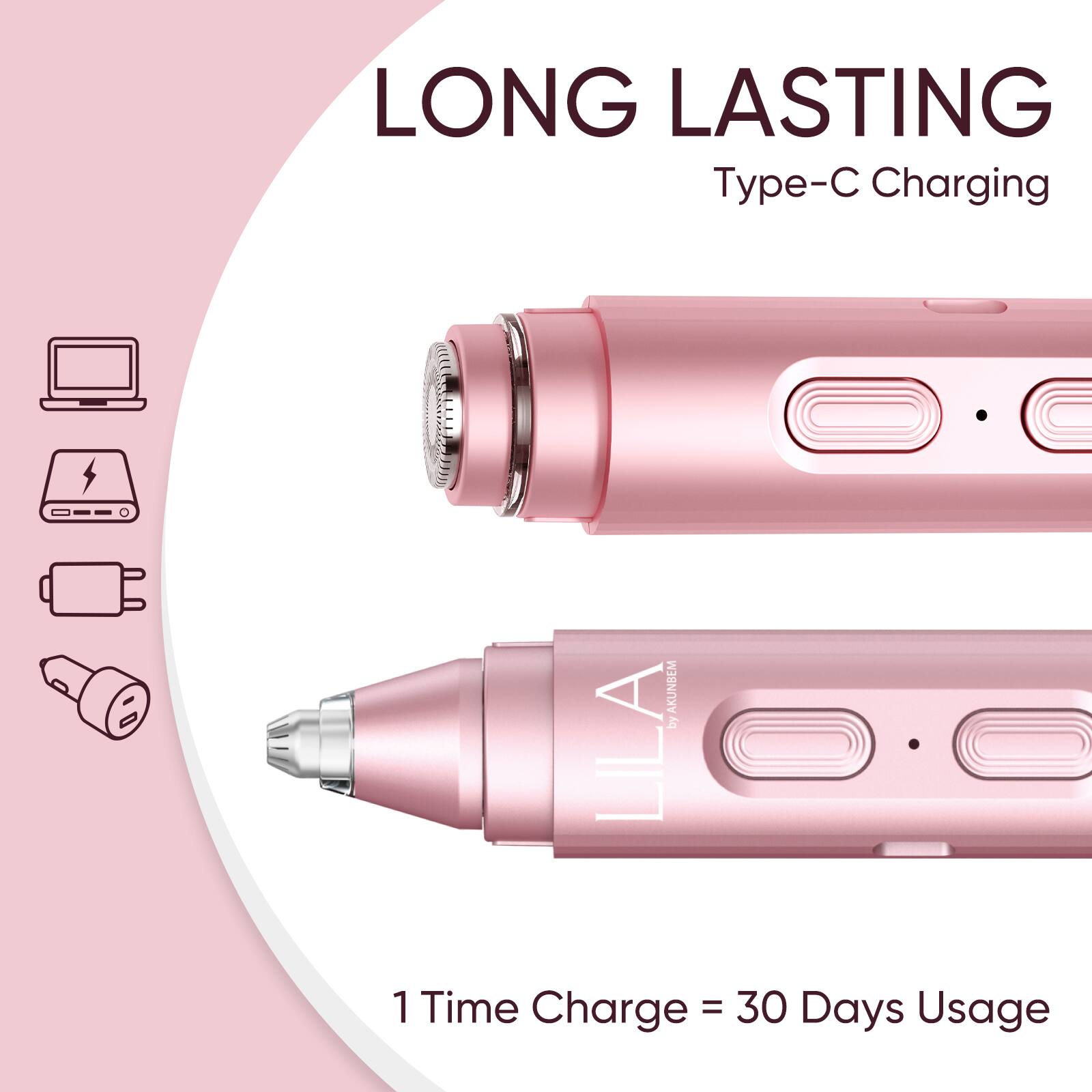 LONG LASTING  
Type-C Charging  

1 Time Charge = 30 Days Usage