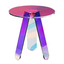 VEVOR - Round Iridescent Side Table, Acrylic End Table, Clear Rainbow Acrylic Coffee Table for Snack used in Living Room - Dazzling colors