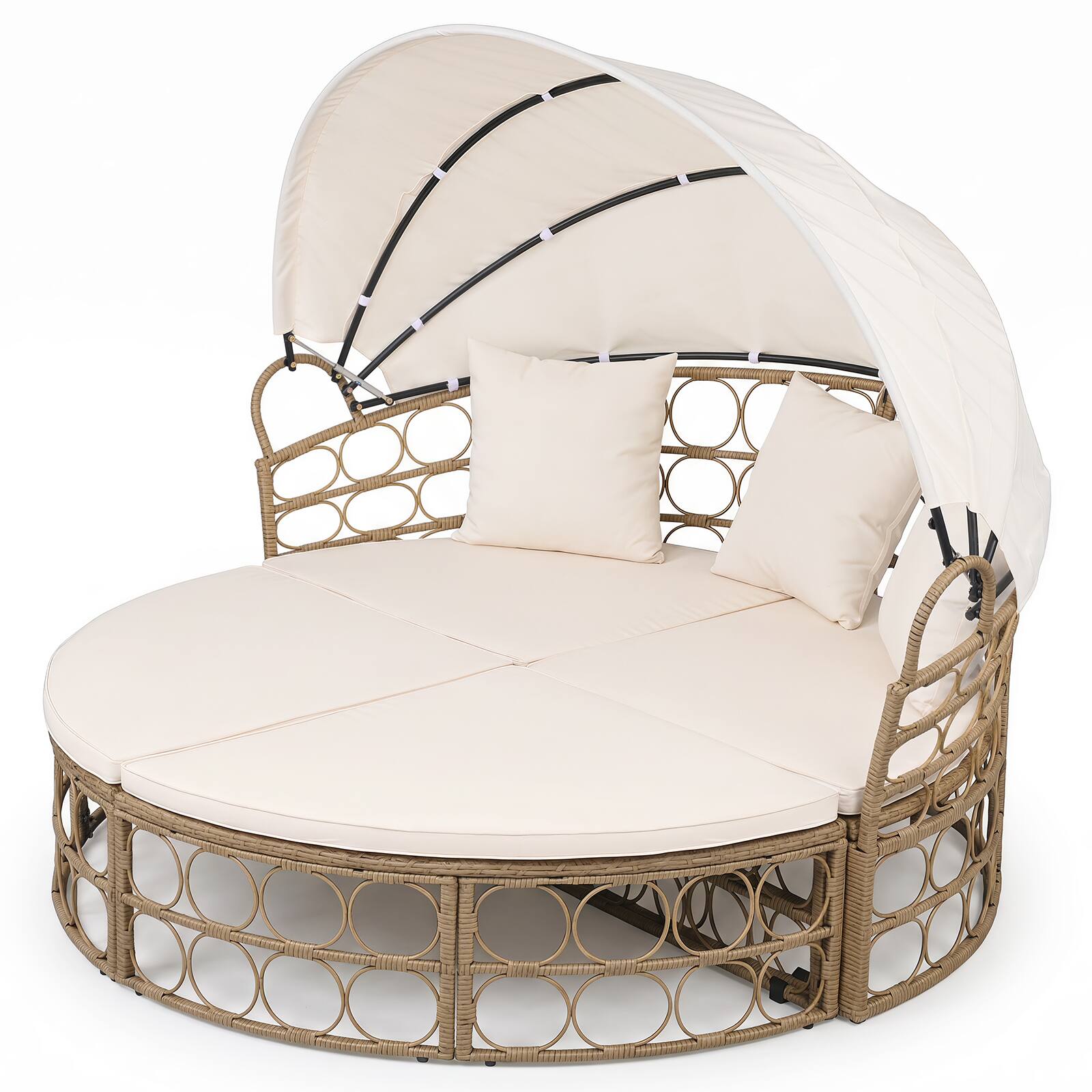Alt View 1. Costway - Outdoor Patio Daybed w/ Retractable Canopy & Cushions - White.
