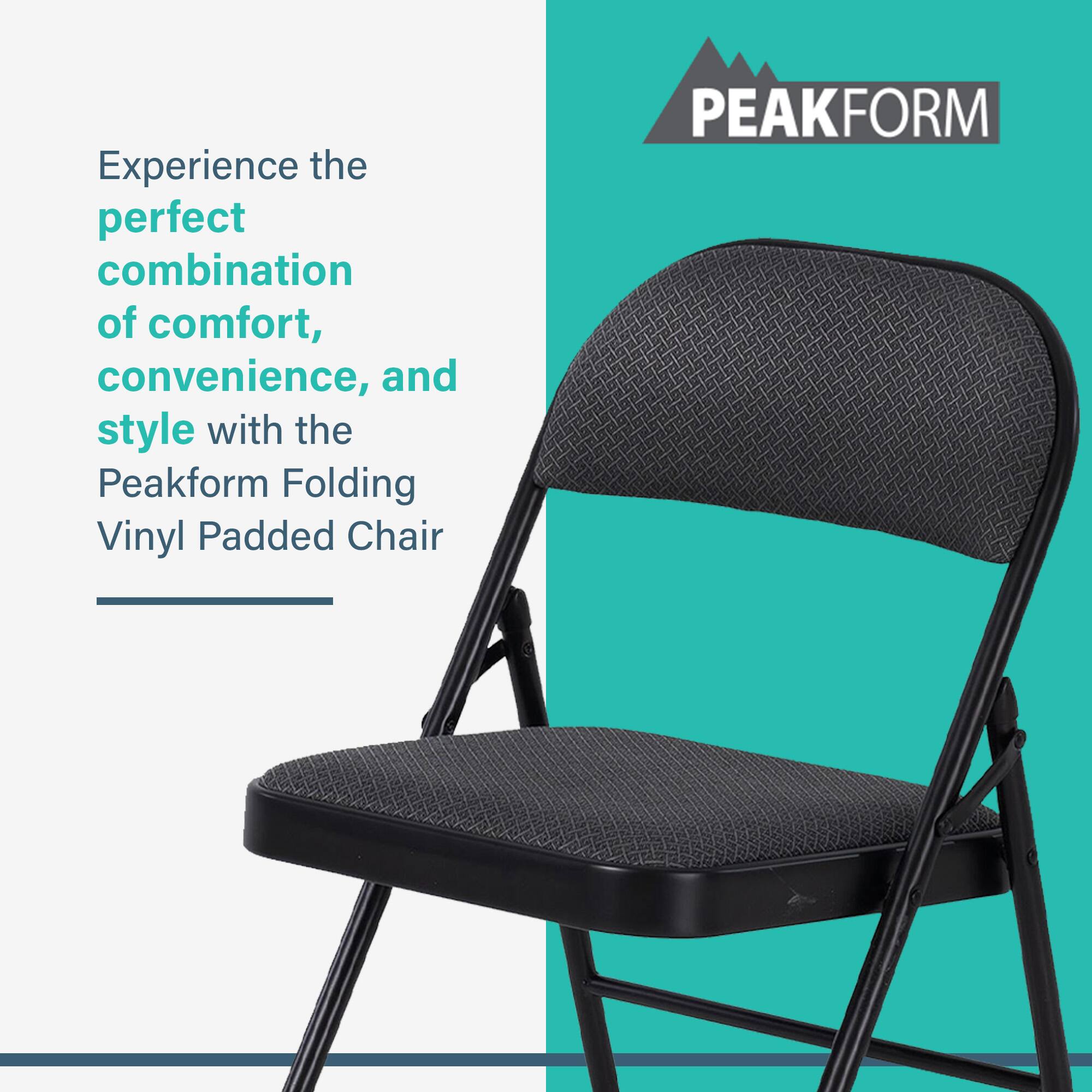 Experience the perfect combination of comfort, convenience, and style with the Peakform Folding Vinyl Padded Chair.